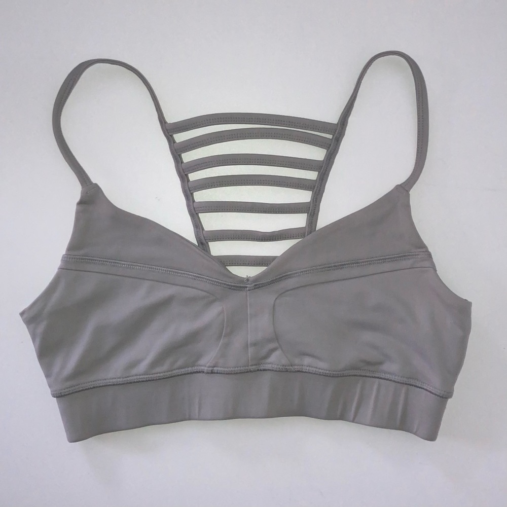 3/$20 Tantris Gray Strappy Back Athletic Yoga Sports Bra